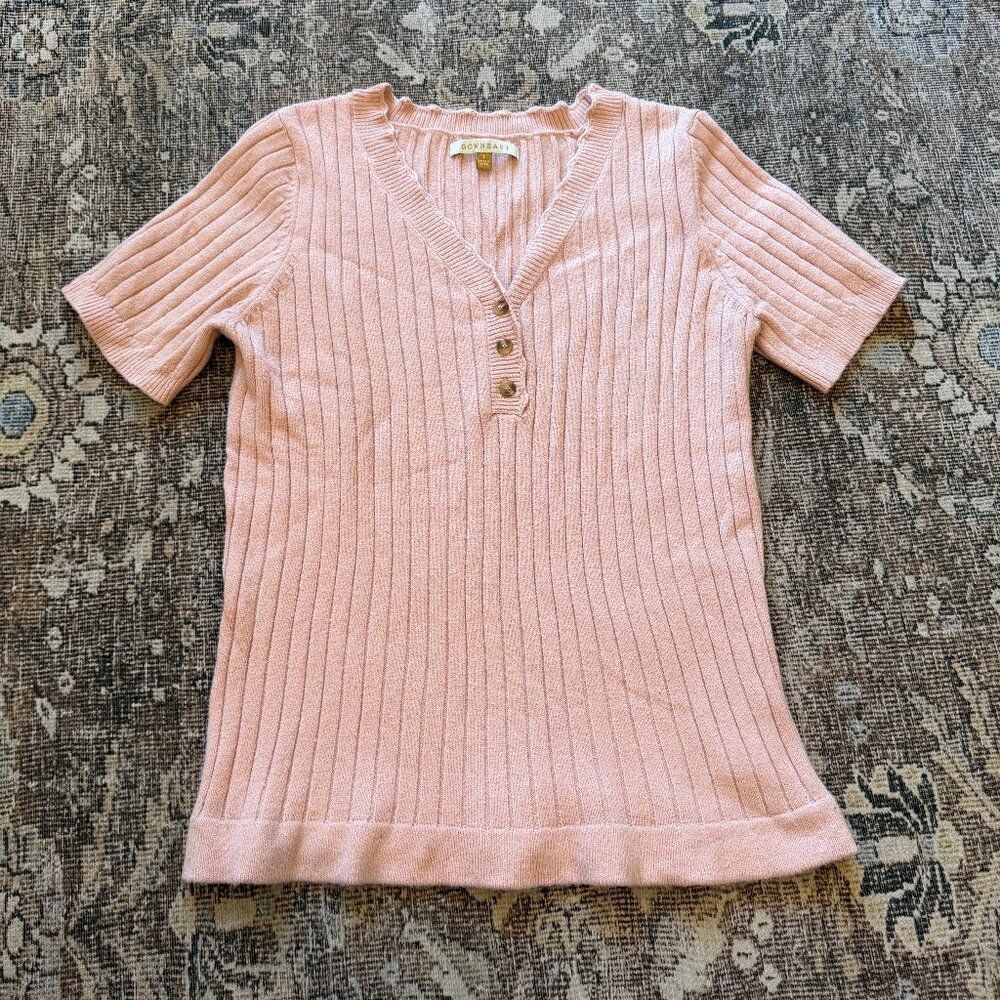Downeast Pink Henley Sweater • size large